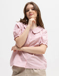 Connexion Short Sleeve Blouse Cotton Embro Collar