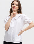 Connexion Short Sleeve Blouse Cotton Embro Collar