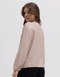 Connexion Neck Linen Blouse Wanita