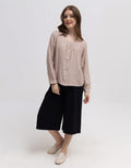 Connexion Neck Linen Blouse Wanita