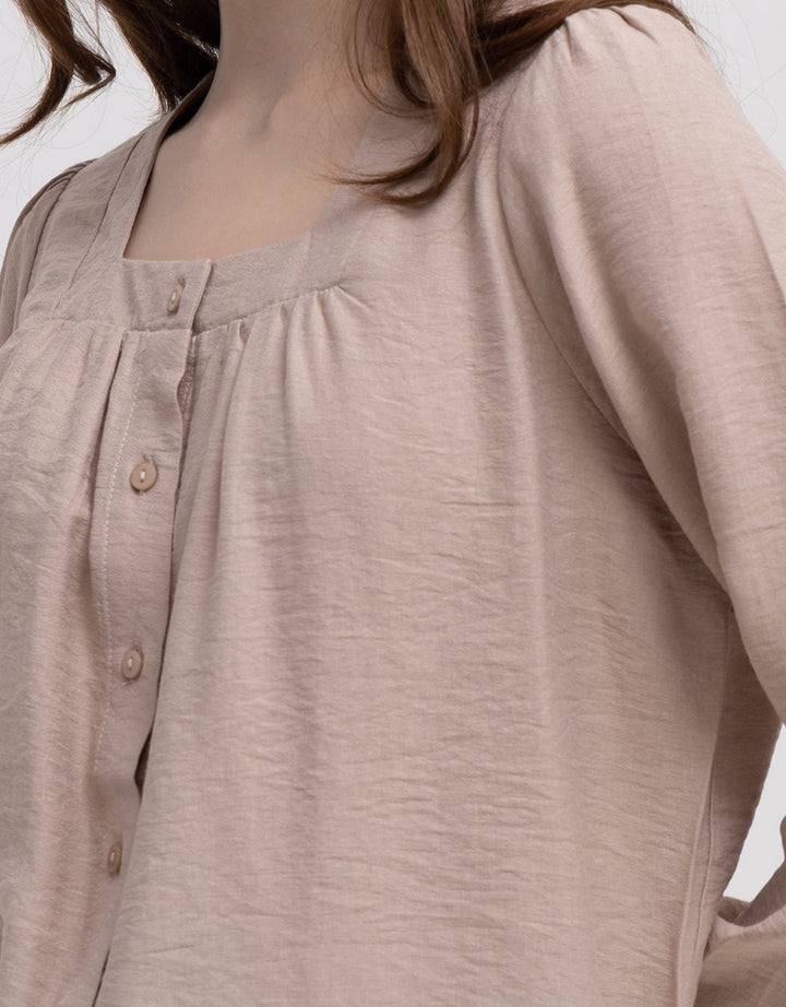 Connexion Neck Linen Blouse Wanita