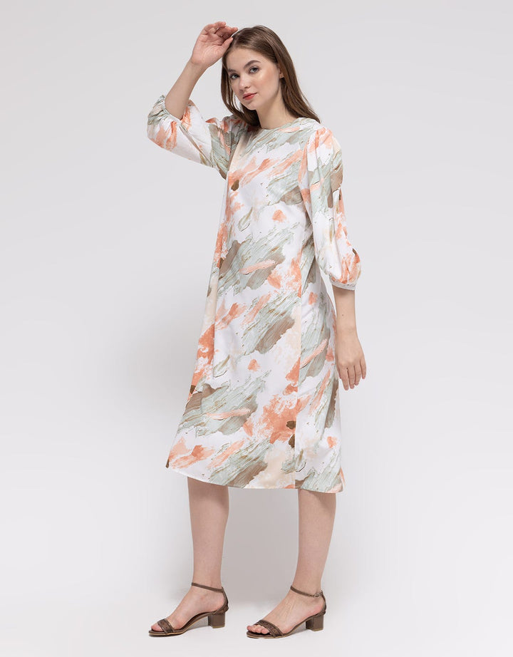St. Yves Long Sleeve Midi Dress Printed Papertouch