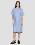 St. Yves Collar Linen Washing Midi Dress Wanita