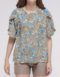St. Yves Short Sleeve Blouse Double Clock With Print