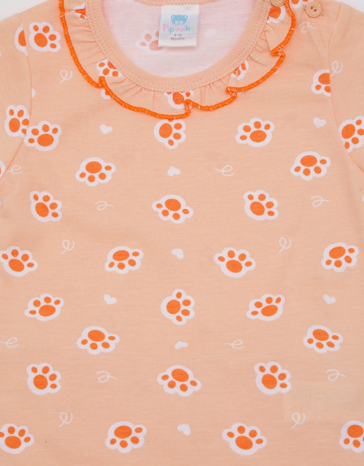 Pipiniko Top-Bottom Set Short Sleeve Ruffle Print Telapak