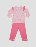 Pipiniko Top-Bottom Set Long Sleeve Ruffle Print Trainbow