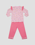 Pipiniko Top-Bottom Set Long Sleeve Ruffle Print Trainbow