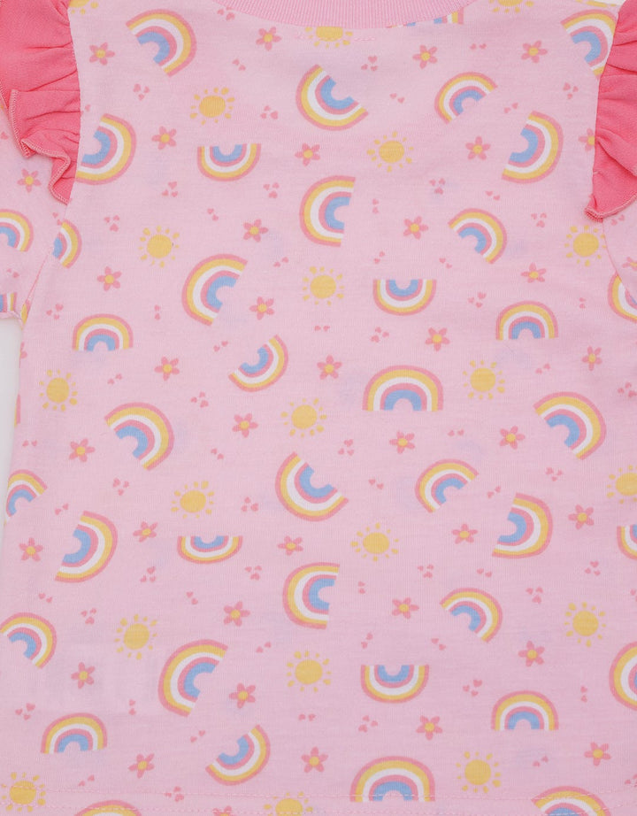 Pipiniko Top-Bottom Set Long Sleeve Ruffle Print Trainbow