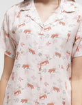 Nevada Short Sleeve Pajama Capri Pastel Cat