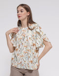 St. Yves Short Sleeve Blouse Double Clock With Print