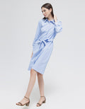 St. Yves Long Sleeve Midi Dress Cotton Yard Dyed