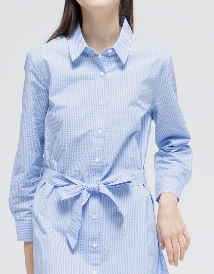 St. Yves Long Sleeve Midi Dress Cotton Yard Dyed