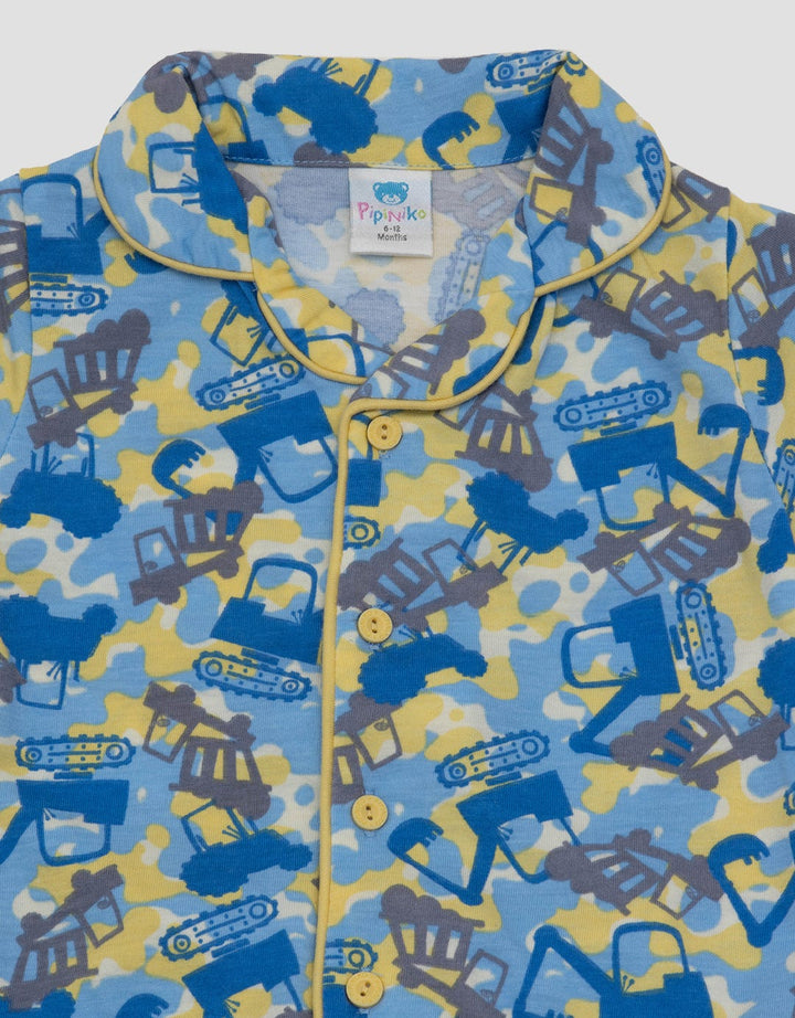 Pipiniko Short Sleeve Pyjama and Pant Boys Tractor