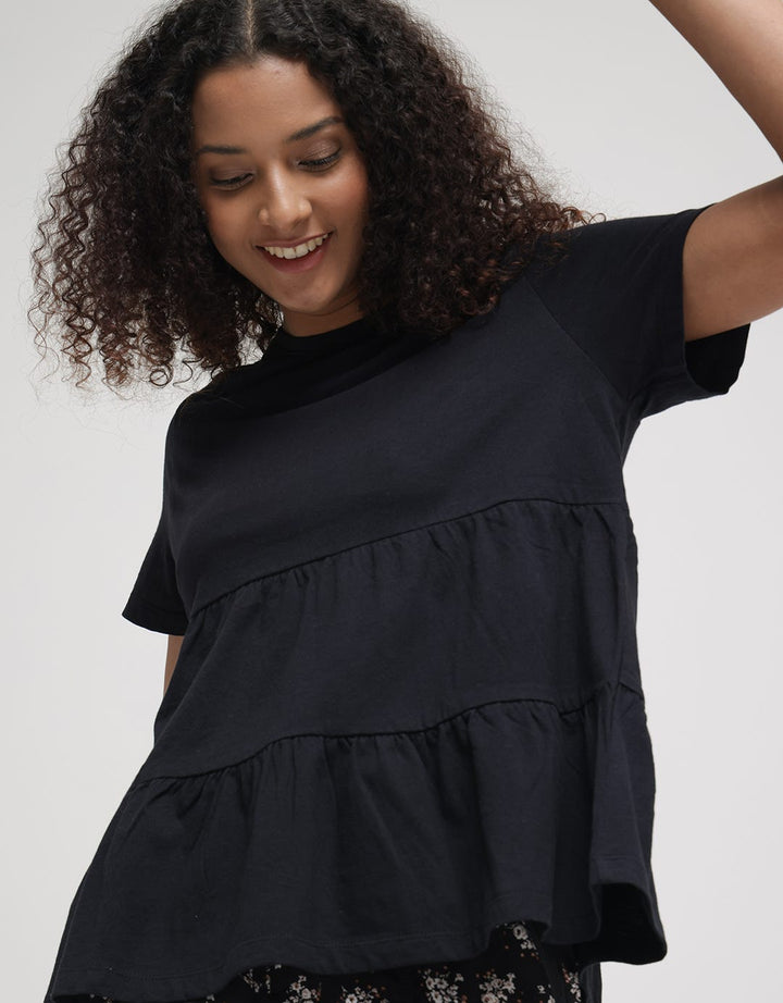 Connexion Slub Tier Drapped Kaos Wanita