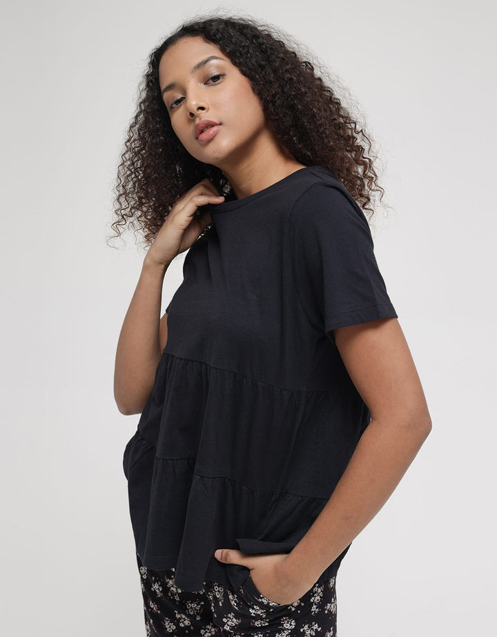 Connexion Slub Tier Drapped Kaos Wanita