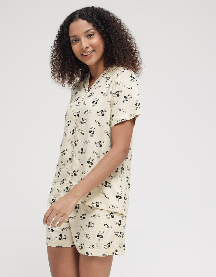 Disney Short Sleeve Pajama Shorts Minnie Flowwer 100 Rayon