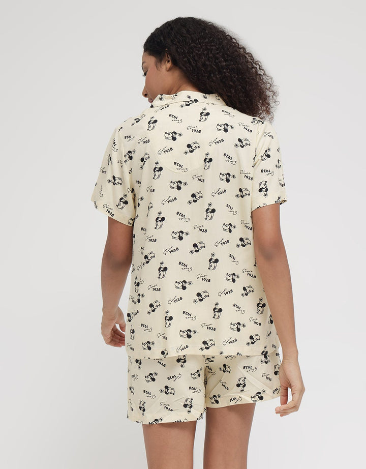 Disney Short Sleeve Pajama Shorts Minnie Flowwer 100 Rayon