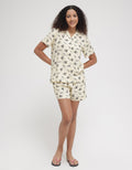 Disney Short Sleeve Pajama Shorts Minnie Flowwer 100 Rayon