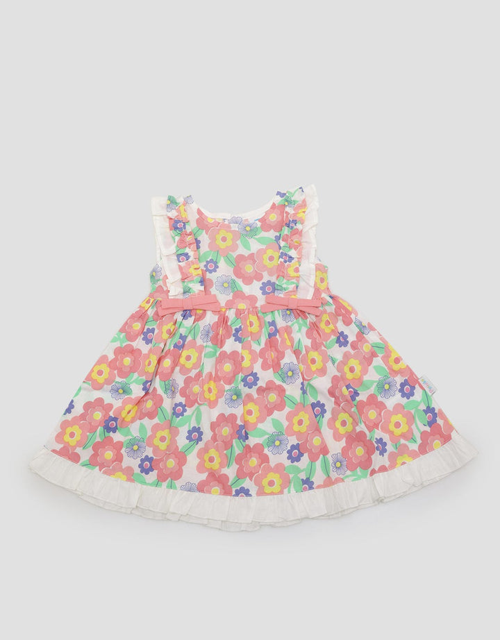 Pipiniko Short Sleeve Midi Dress Combi Stripes Flower