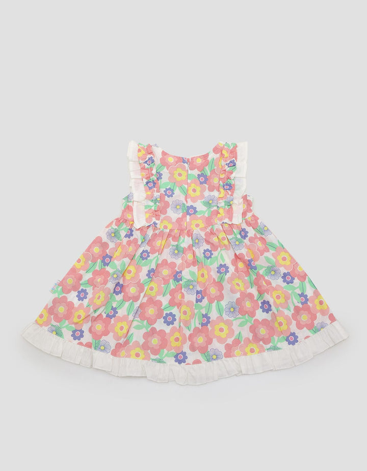 Pipiniko Short Sleeve Midi Dress Combi Stripes Flower