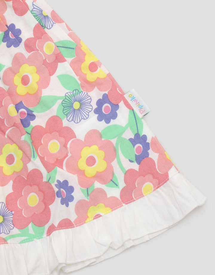 Pipiniko Short Sleeve Midi Dress Combi Stripes Flower