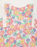 Pipiniko Short Sleeve Midi Dress Combi Stripes Flower