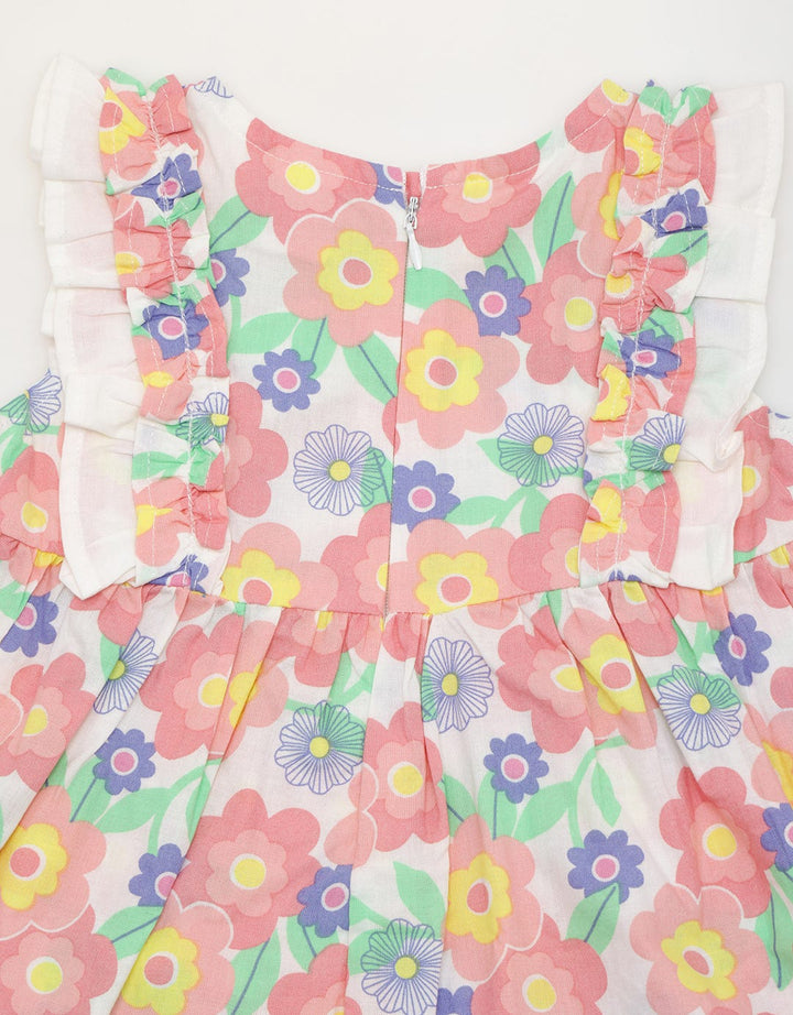 Pipiniko Short Sleeve Midi Dress Combi Stripes Flower