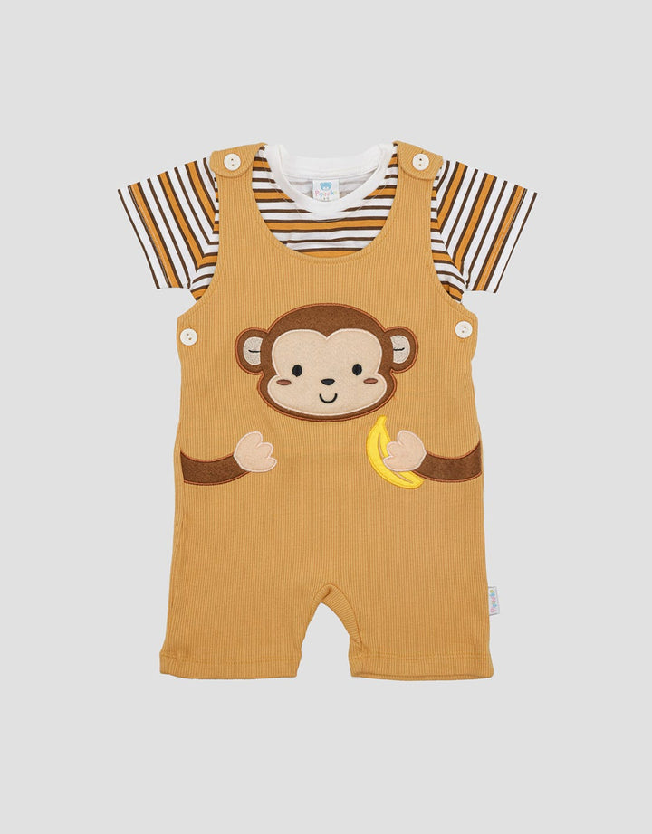 Pipiniko Rib Monkey Banana Set Overall Anak Laki-Laki