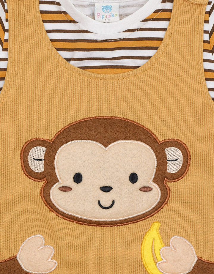 Pipiniko Rib Monkey Banana Set Overall Anak Laki-Laki