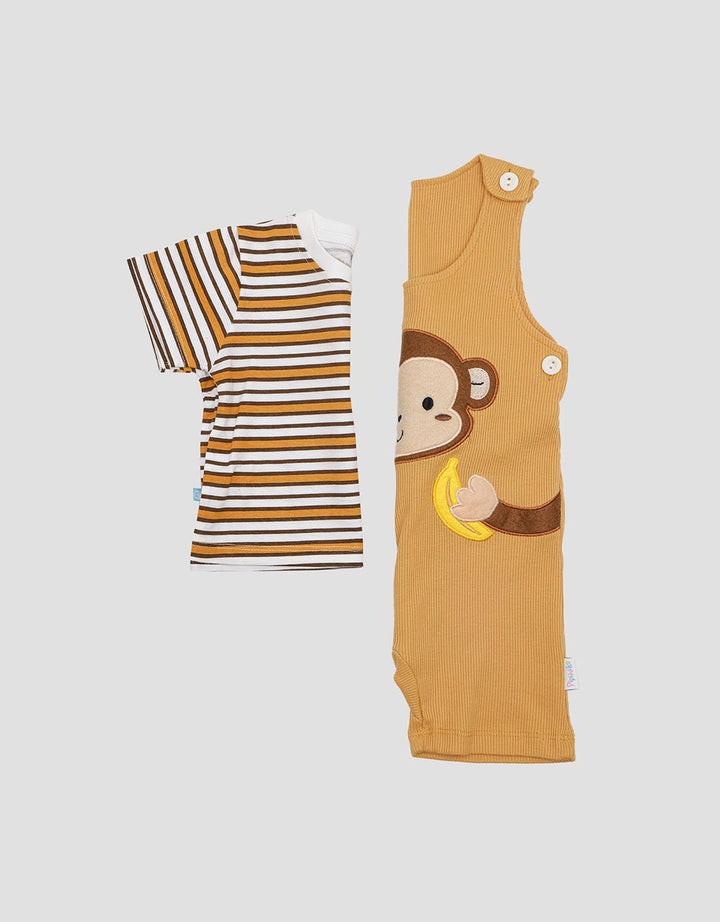 Pipiniko Rib Monkey Banana Set Overall Anak Laki-Laki