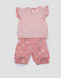 Pipiniko Top-Bottom Set Woven Casual Skirt Flower