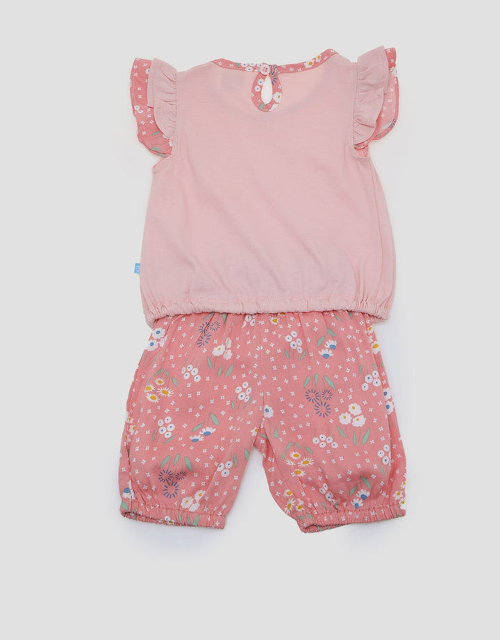 Pipiniko Top-Bottom Set Woven Casual Skirt Flower