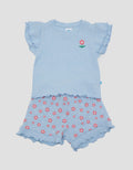 Pipiniko Top-Bottom Set Ribbed Short Flower