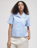 Details Short Sleeve Shirt With Chunky Button And Wide Collar