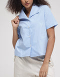 Details Short Sleeve Shirt With Chunky Button And Wide Collar