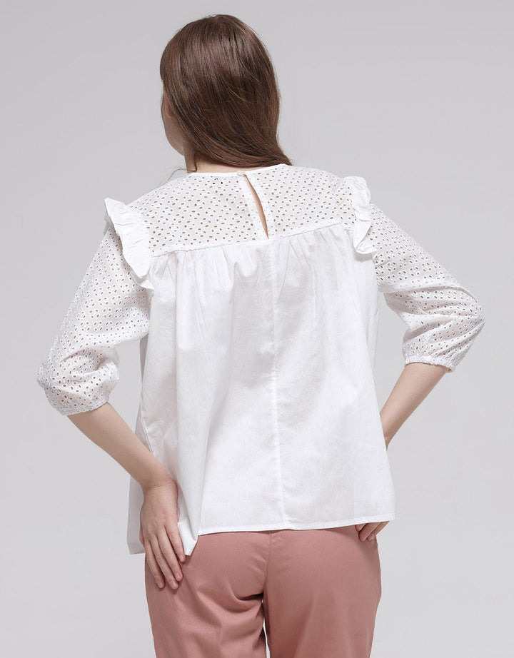 Details Lace At Top Chest Blouse Panjang Wanita