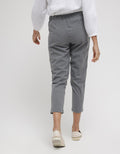Details Pants With Half Elastic At Waist And Tapered Fit