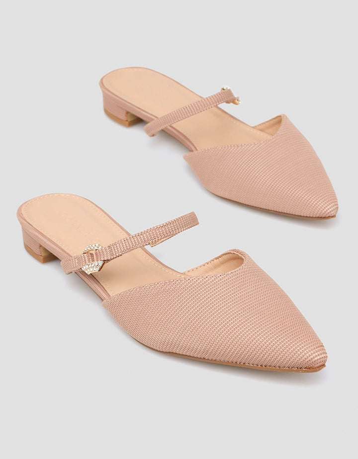 Connexion Pointed Gold Chain Sandal Mules Wanita