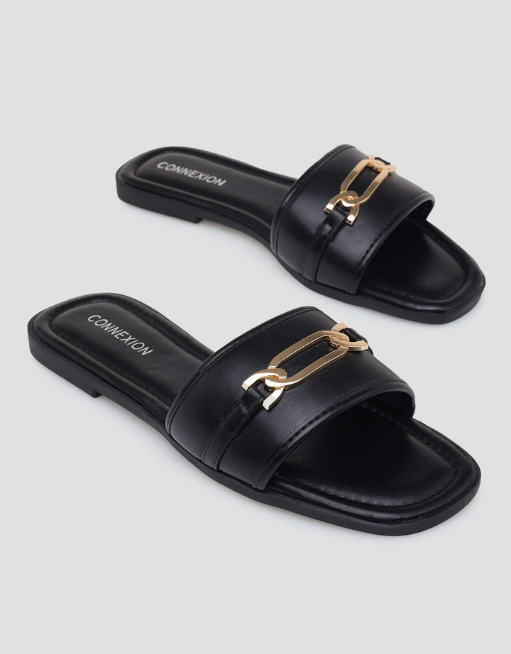 Connexion Gold Buckle Slipper Sandal Wanita
