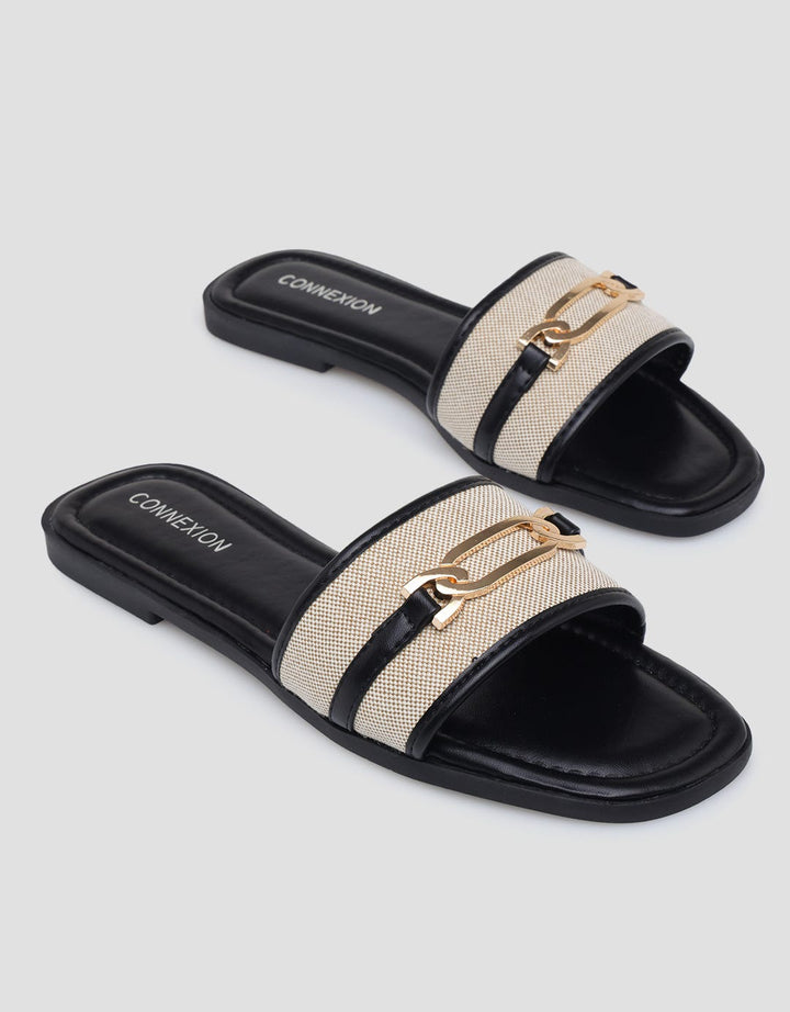Connexion Gold Buckle Slipper Sandal Wanita
