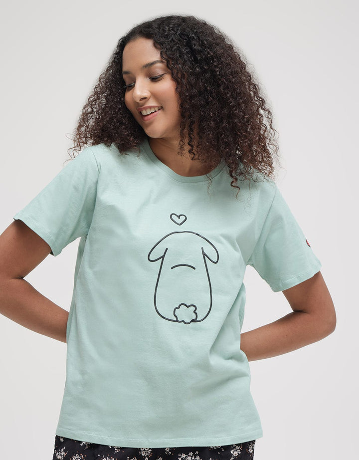 Nevada Rabbit Print Kaos Casual Wanita