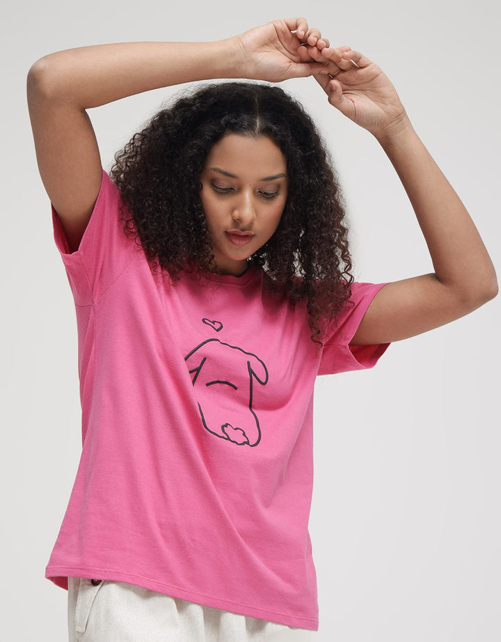 Nevada Rabbit Print Kaos Casual Wanita