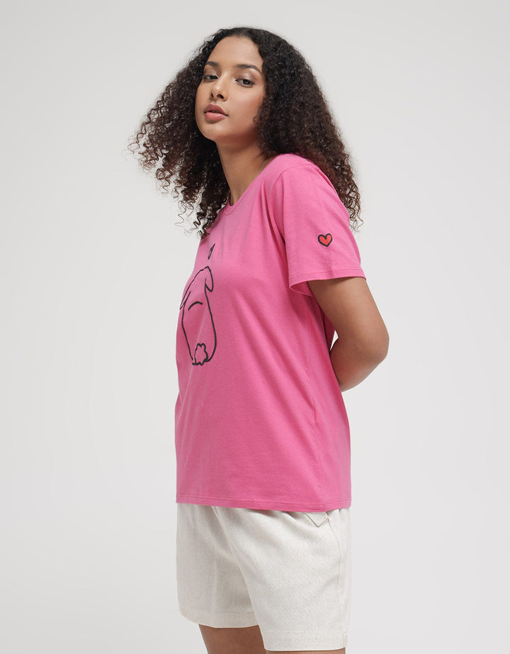 Nevada Rabbit Print Kaos Casual Wanita