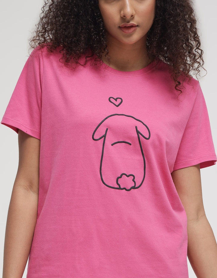 Nevada Rabbit Print Kaos Casual Wanita