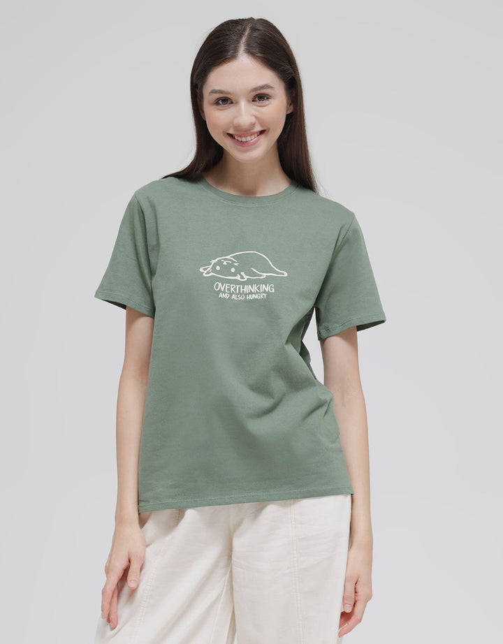 Nevada Overthinking Print Kaos Wanita