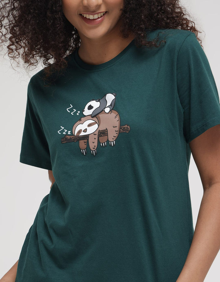 Nevada Short Sleeve T-Shirt Print Panda And Sloth