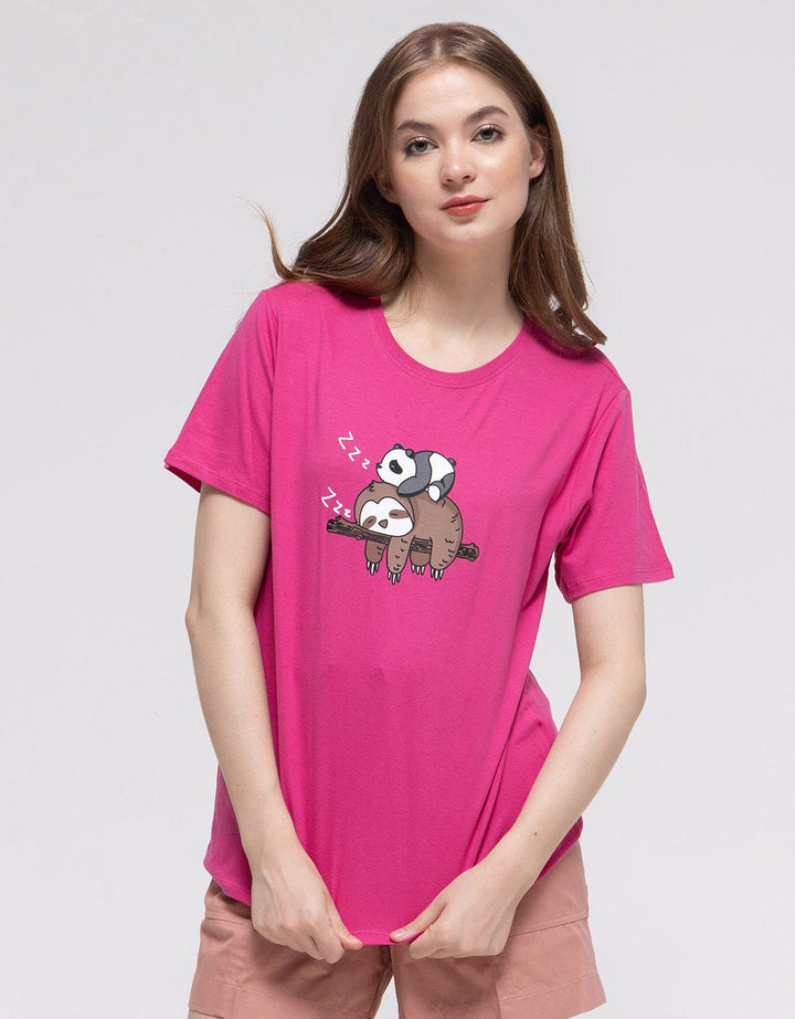 Nevada Short Sleeve T-Shirt Print Panda And Sloth