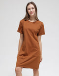 Nevada Midi Dress Solid Jersey Basic 2 Pockets Wanita