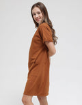 Nevada Midi Dress Solid Jersey Basic 2 Pockets Wanita