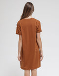 Nevada Midi Dress Solid Jersey Basic 2 Pockets Wanita